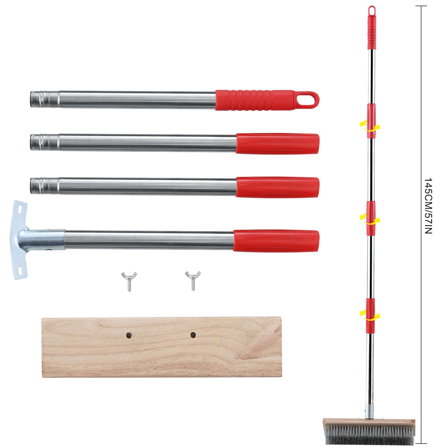 Mitclear Heavy Duty Wire Broom with Telescopic Handle(57IN)