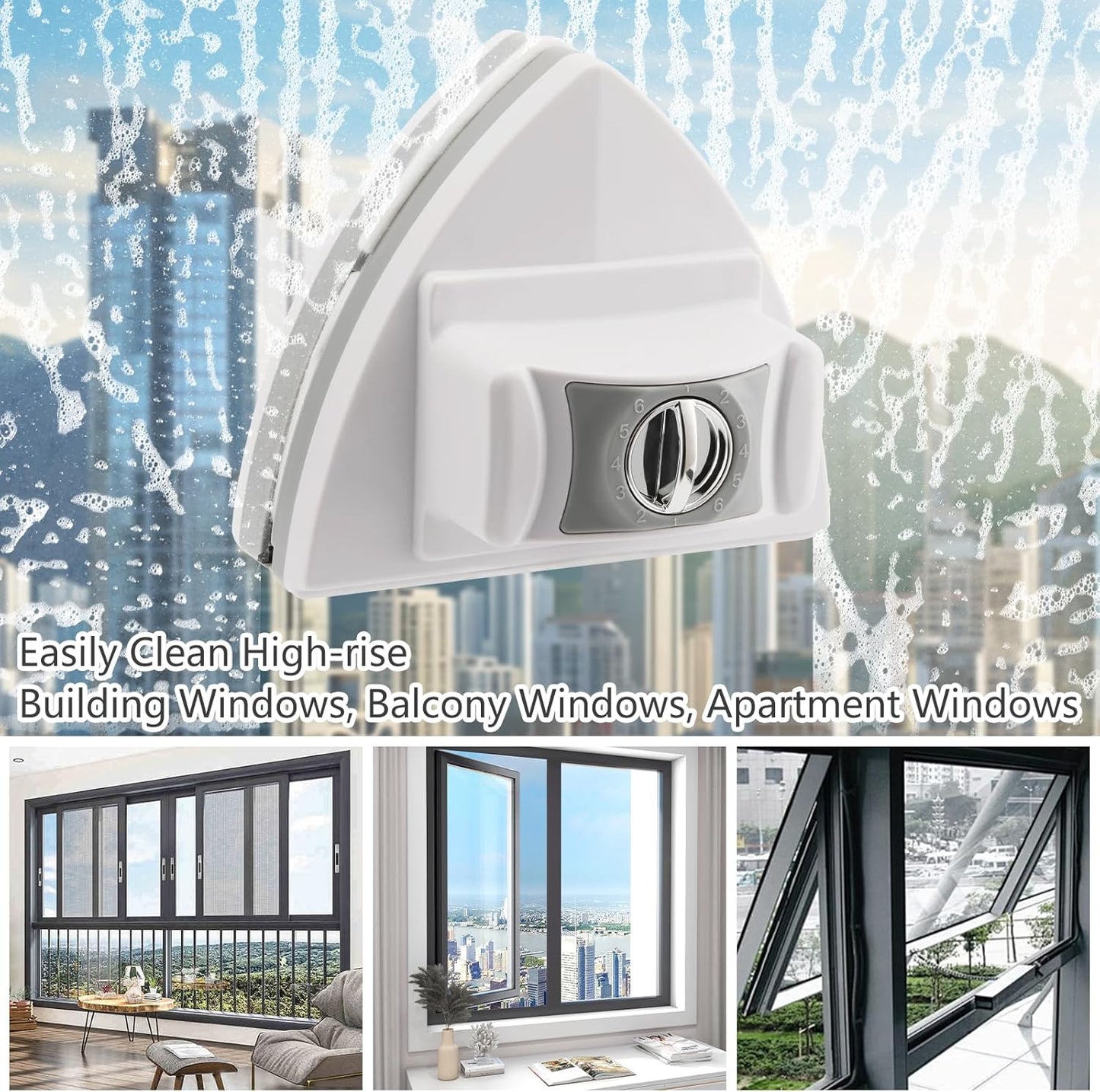 Mitclear Magnetic Window Cleaner Tool, Adjustable Magnet Dual Glass Washer