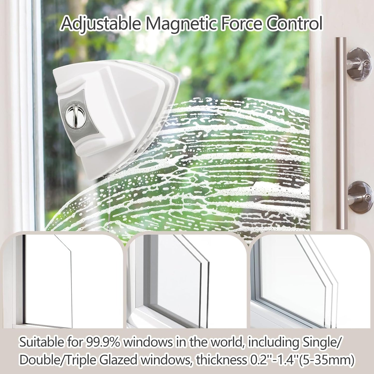 Mitclear Magnetic Window Cleaner Tool, Adjustable Magnet Dual Glass Washer