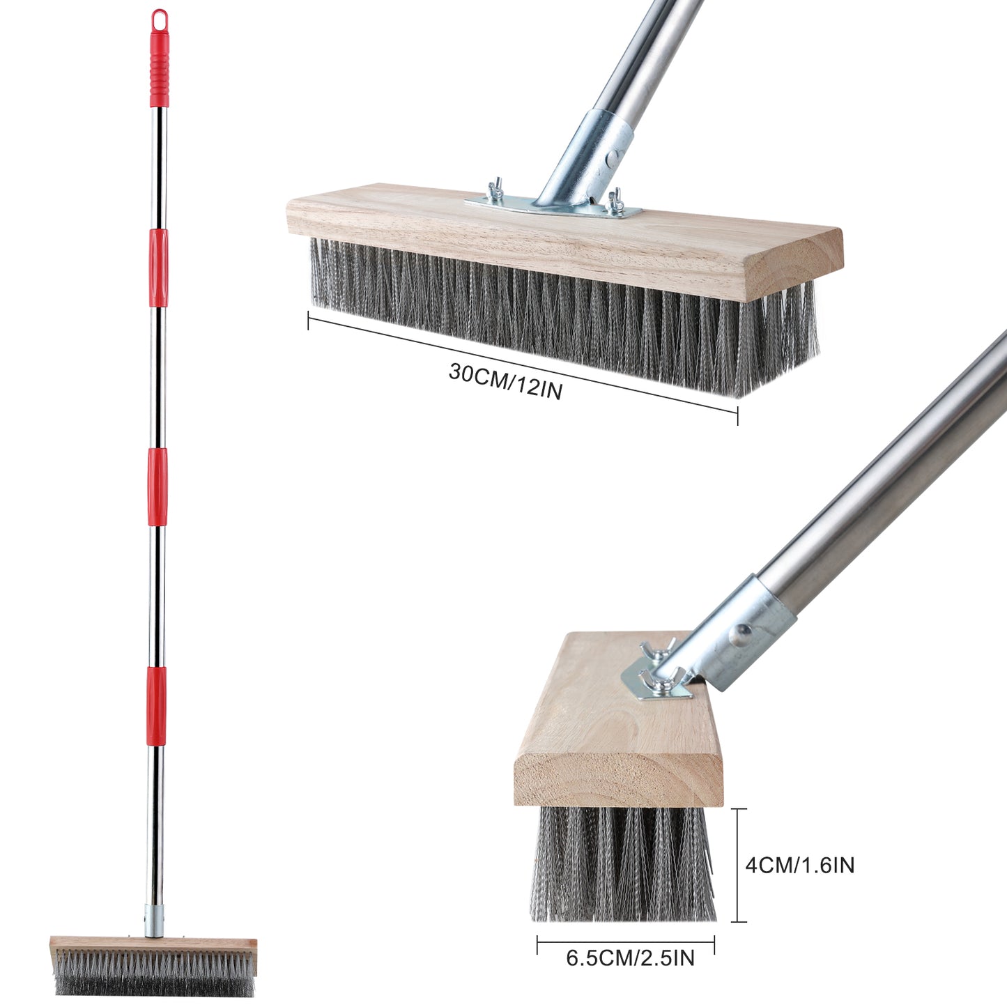 Mitclear Heavy Duty Wire Broom with Telescopic Handle(57IN)