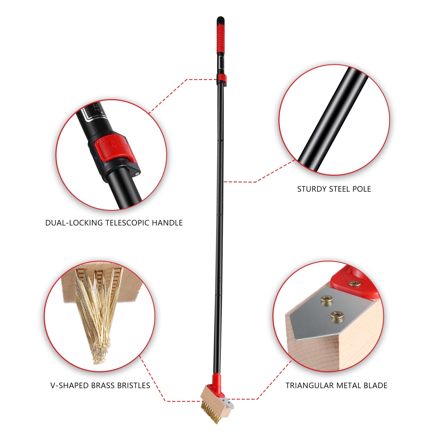 Mitclear V-shaped Weed Remove Brush with Long Handle(53IN)