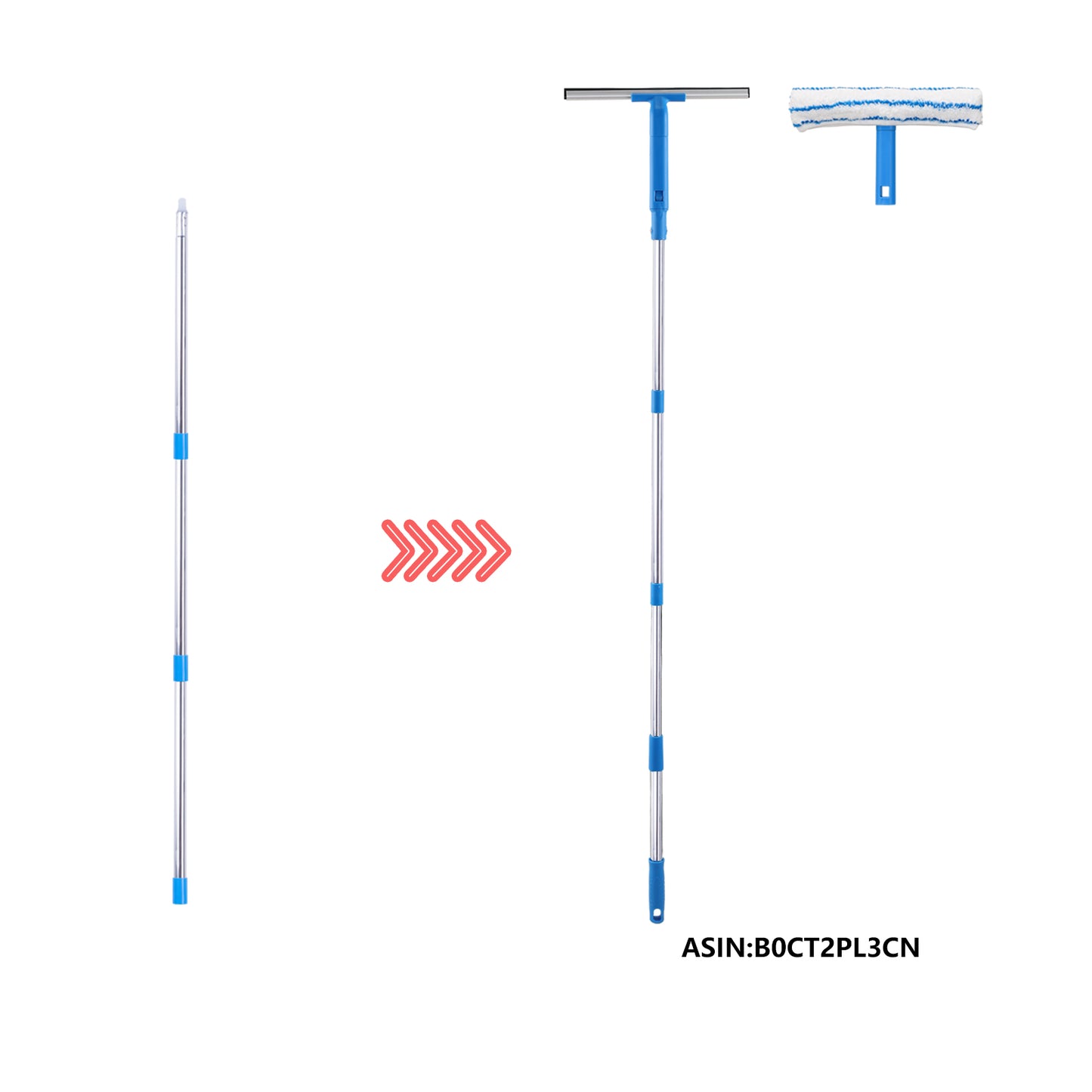 Mitclear Additional Extension Poles for Window Squeegee(42")