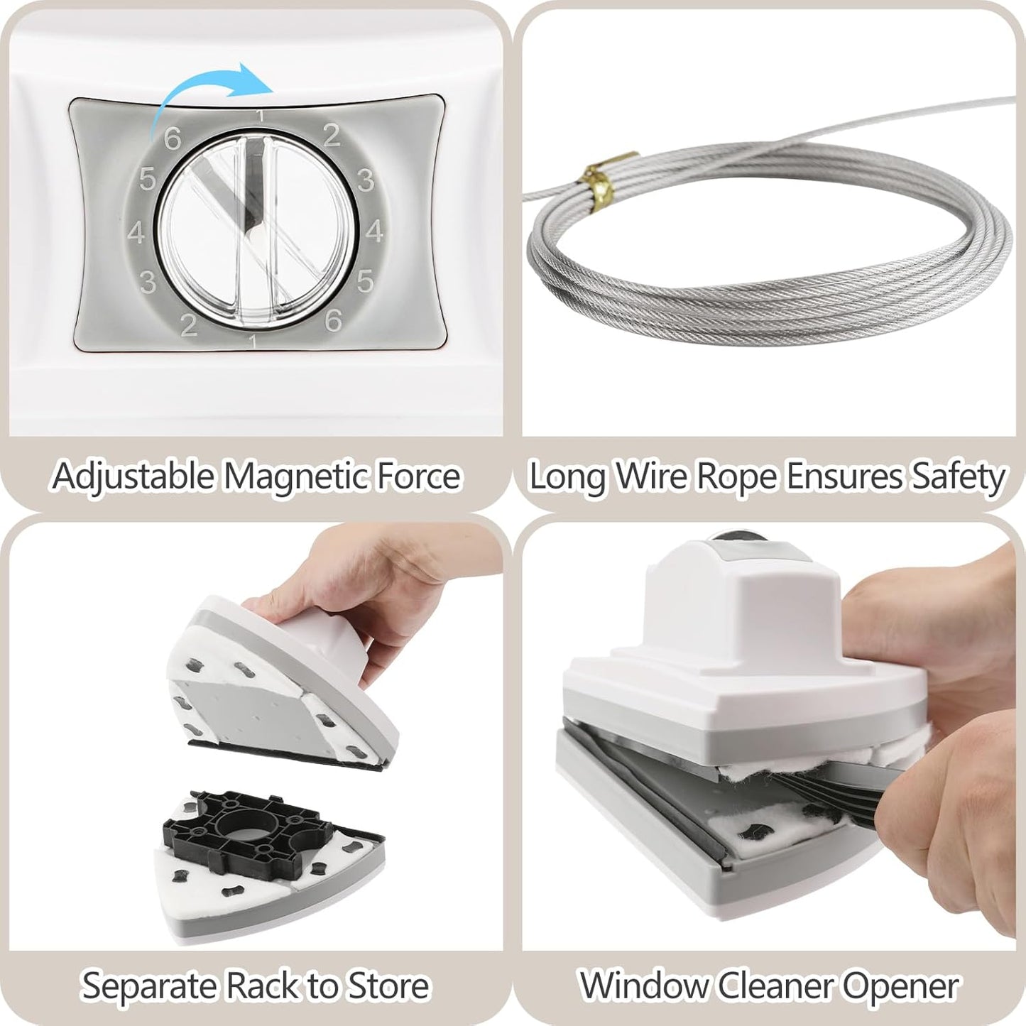 Mitclear Magnetic Window Cleaner Tool, Adjustable Magnet Dual Glass Washer