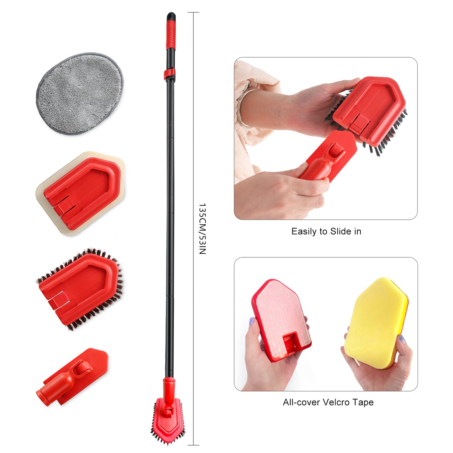Mitclear 3 in 1 Bathroom Tile Cleaner Shower Cleaning Brush with Telescopic Handle(53IN)