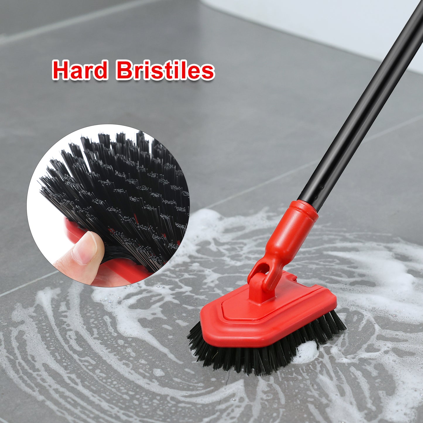 Mitclear 3 in 1 Bathroom Tile Cleaner Shower Cleaning Brush with Telescopic Handle(53IN)