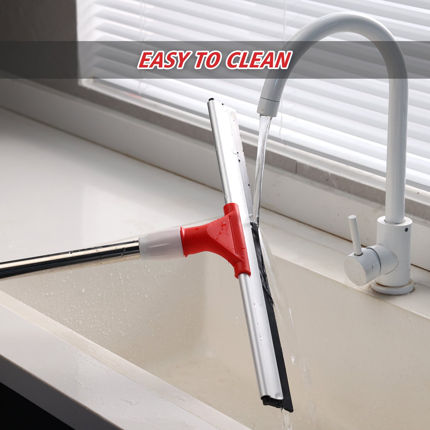 Mitclear 17In Floor Squeegee Mop with Extension Poles(58IN)