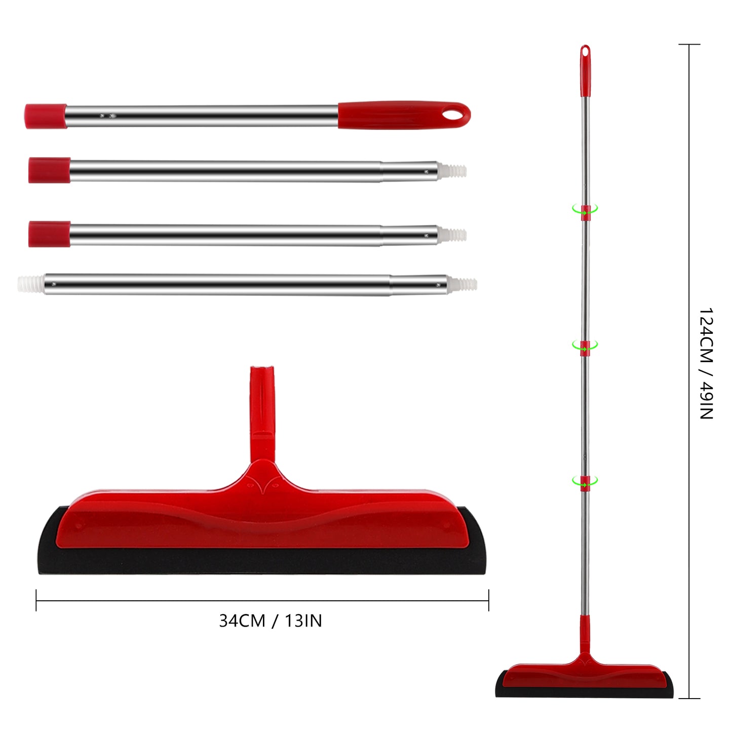 Mitclear Floor Squeegee with Adjustable Handle(49IN), Foam Squeegee for Wet Room