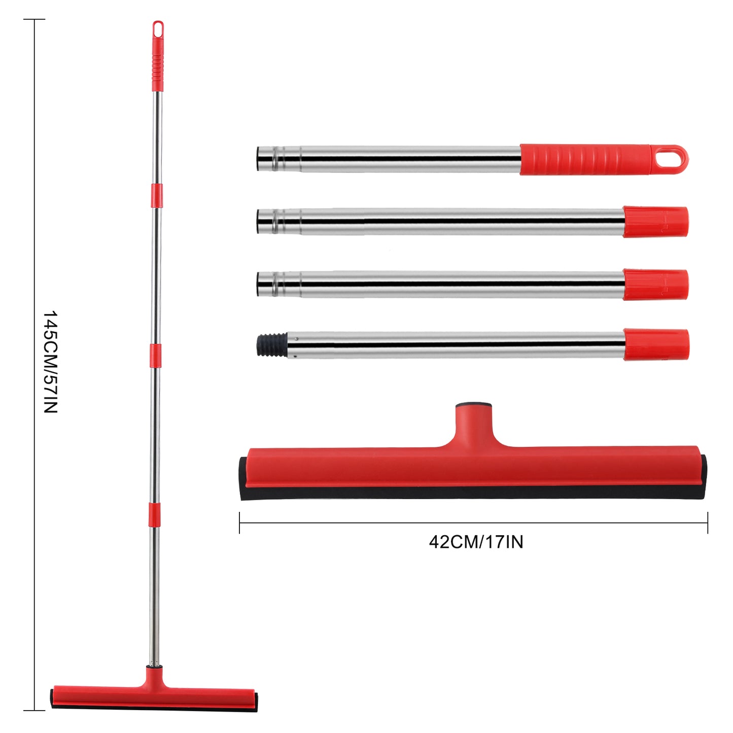 Mitclear Floor Squeegee Mop Heavy Duty with Telescopic Handle(57IN)