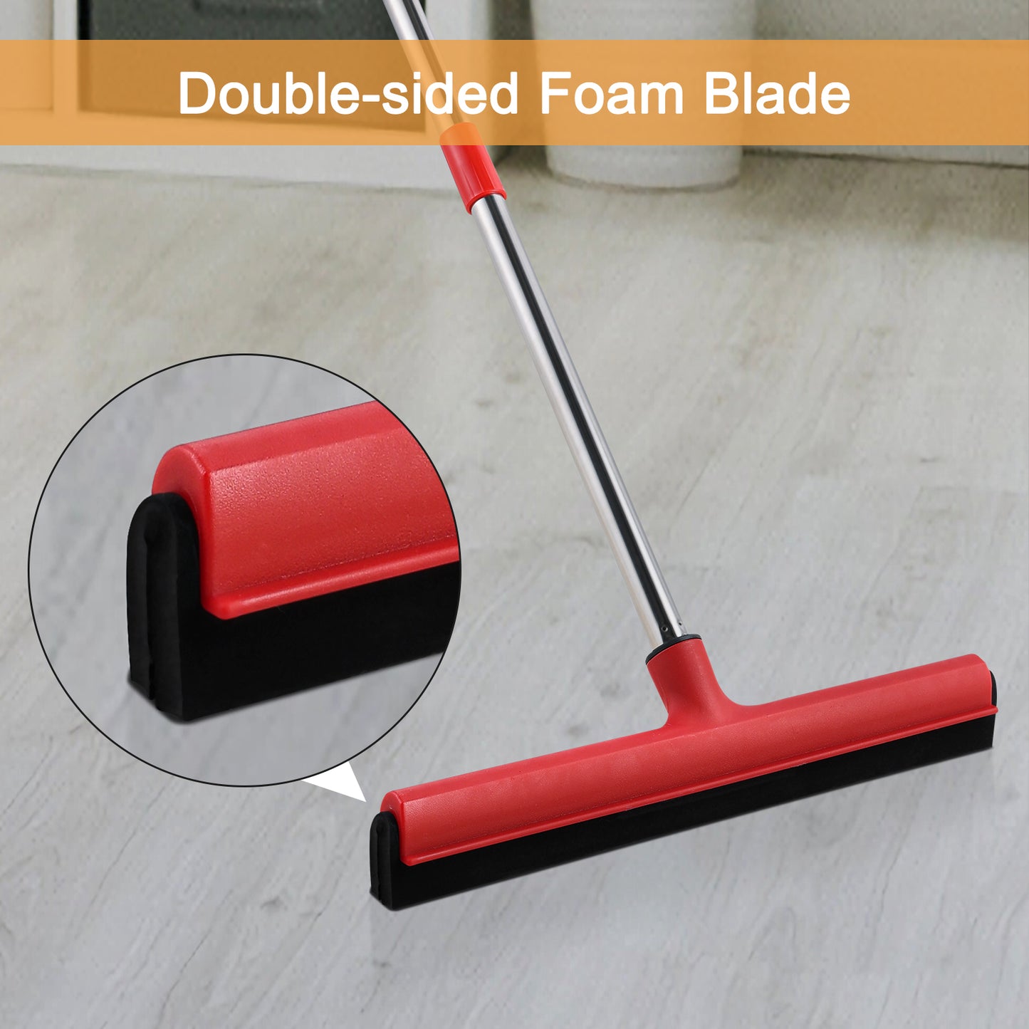 Mitclear Floor Squeegee Mop Heavy Duty with Telescopic Handle(57IN)