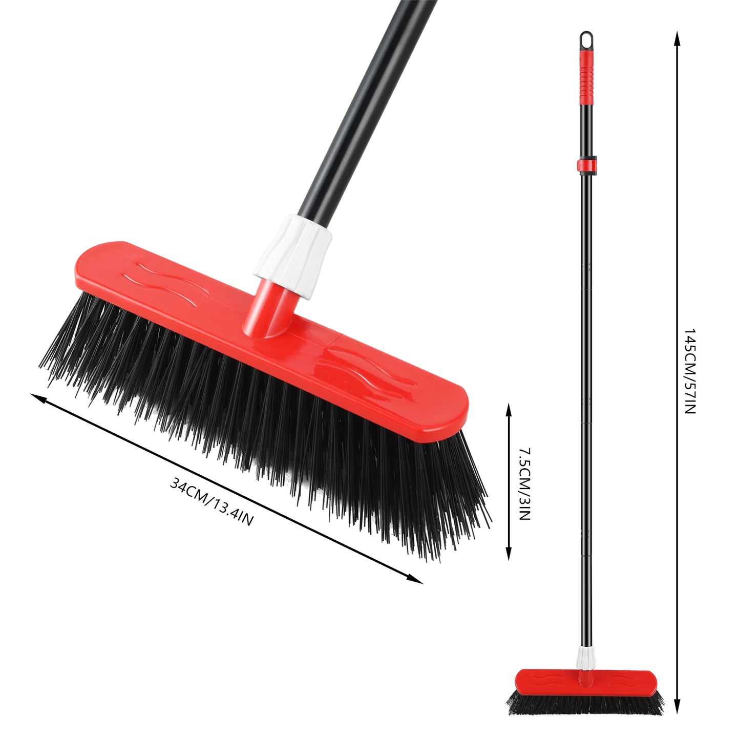Mitclear Yard Broom Heavy Duty with Long Handle(57IN), Garden Brush with Stiff Bristles