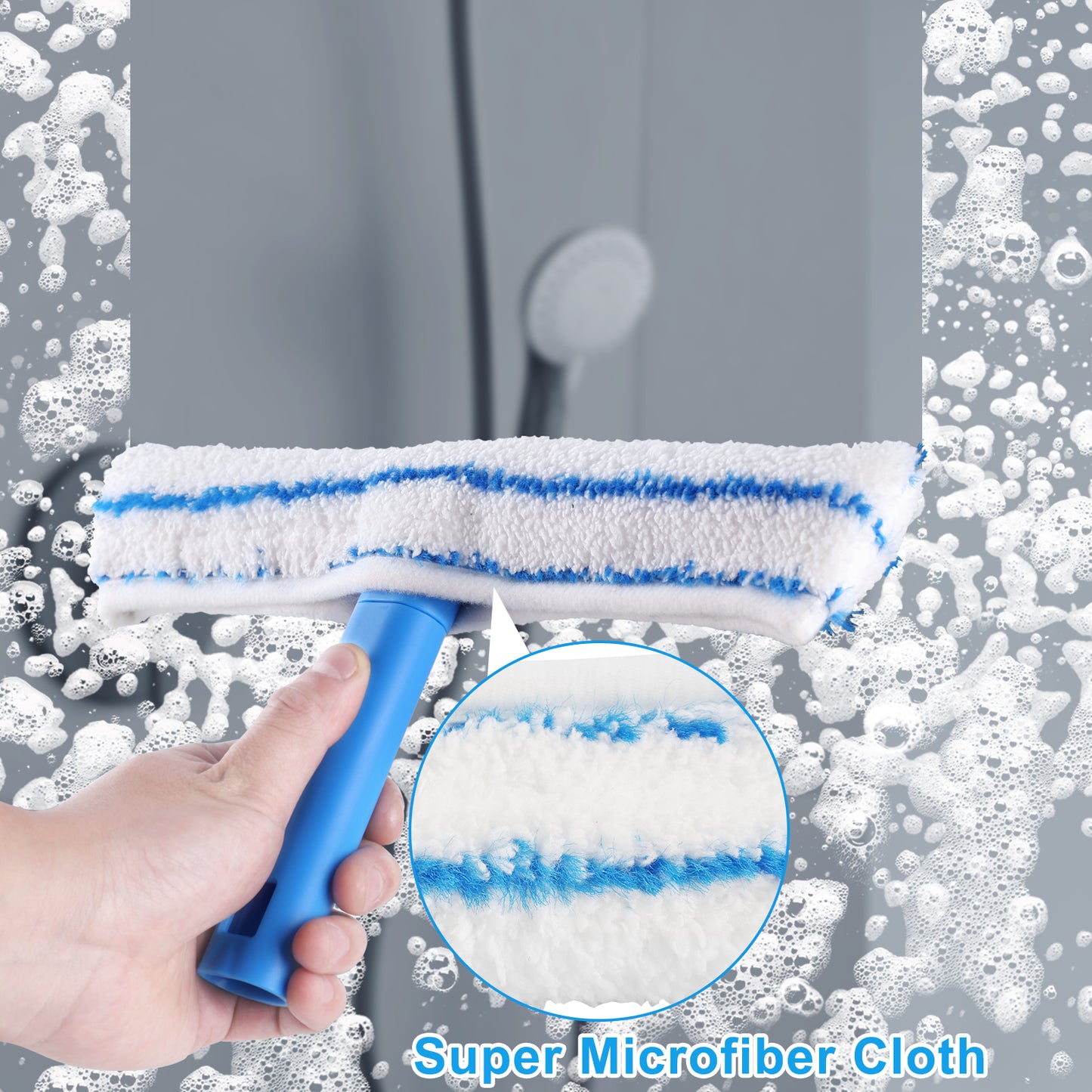 Mitclear Window Cleaning Combo(12IN), Silicon Window Squeegee + Microfiber Glass Wiper