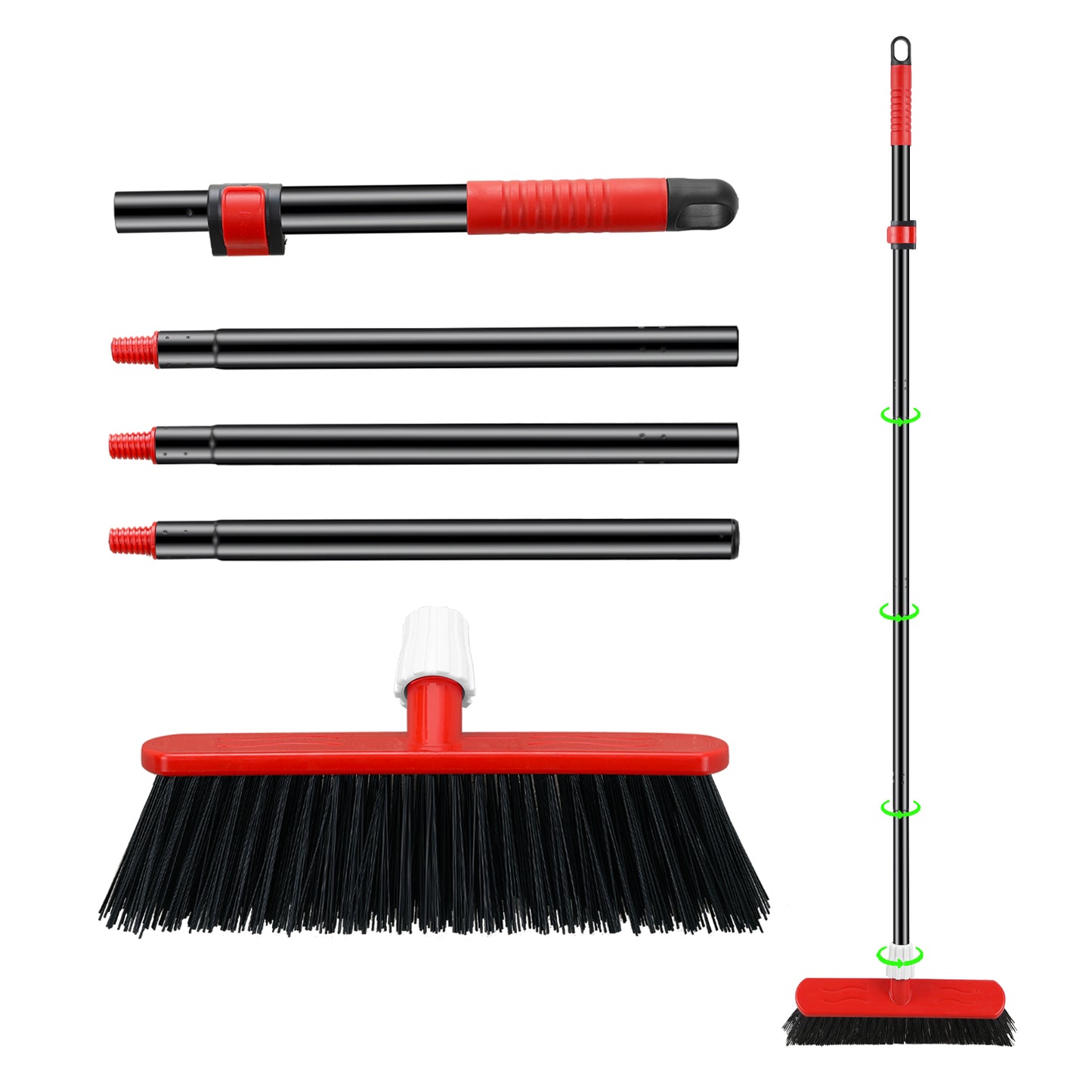 Mitclear Yard Broom Heavy Duty with Long Handle(57IN), Garden Brush with Stiff Bristles