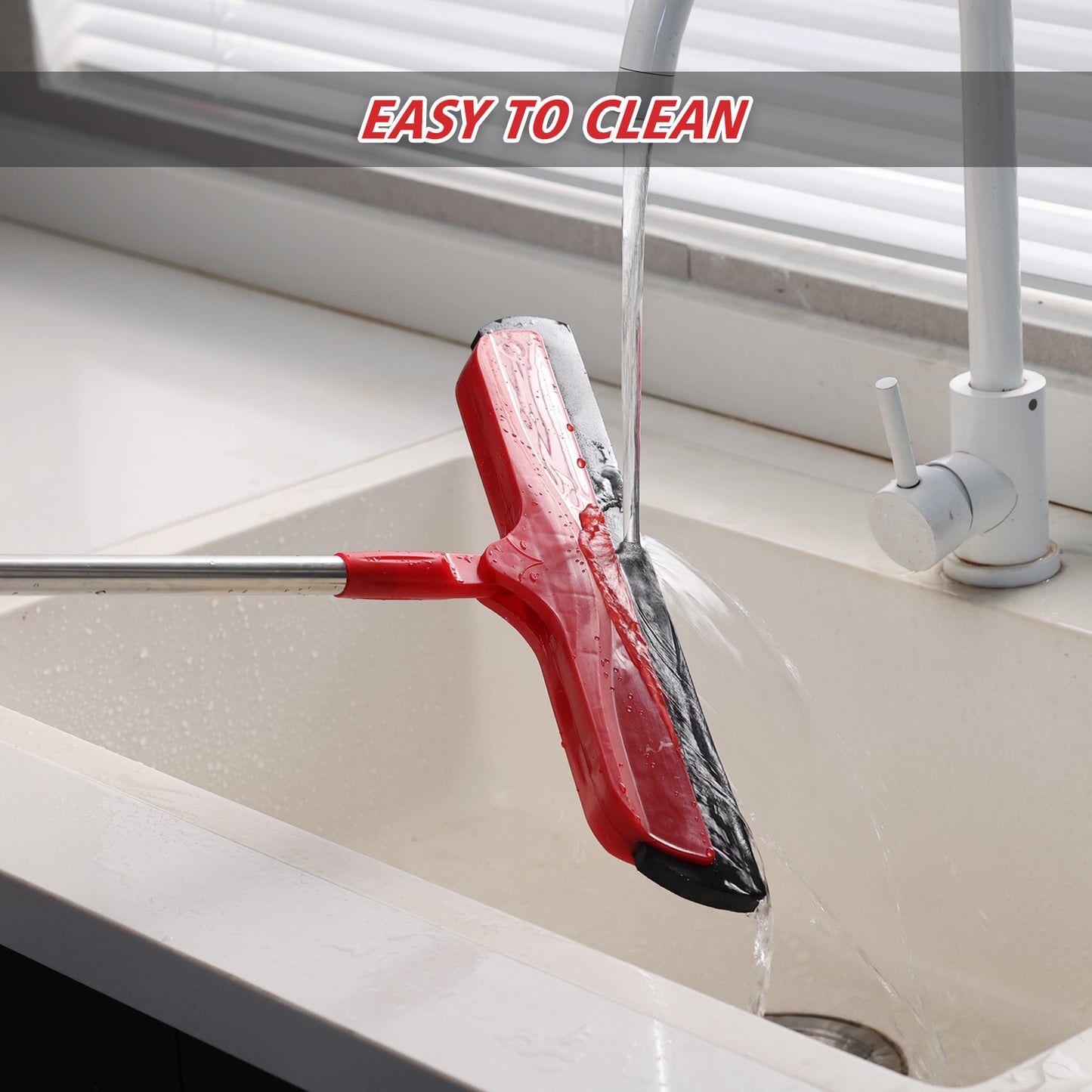 Mitclear Floor Squeegee with Adjustable Handle(49IN), Foam Squeegee for Wet Room