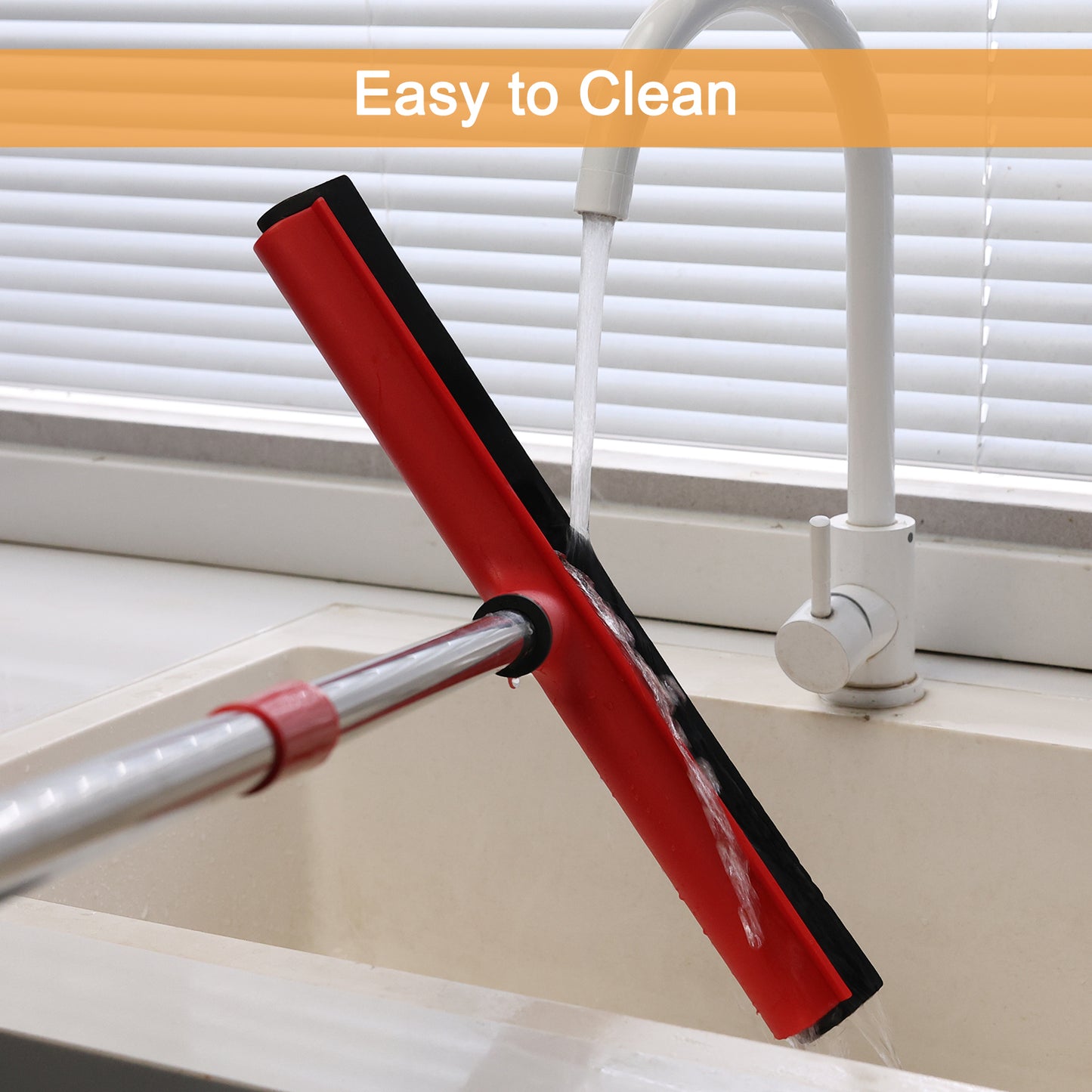 Mitclear Floor Squeegee Mop Heavy Duty with Telescopic Handle(57IN)