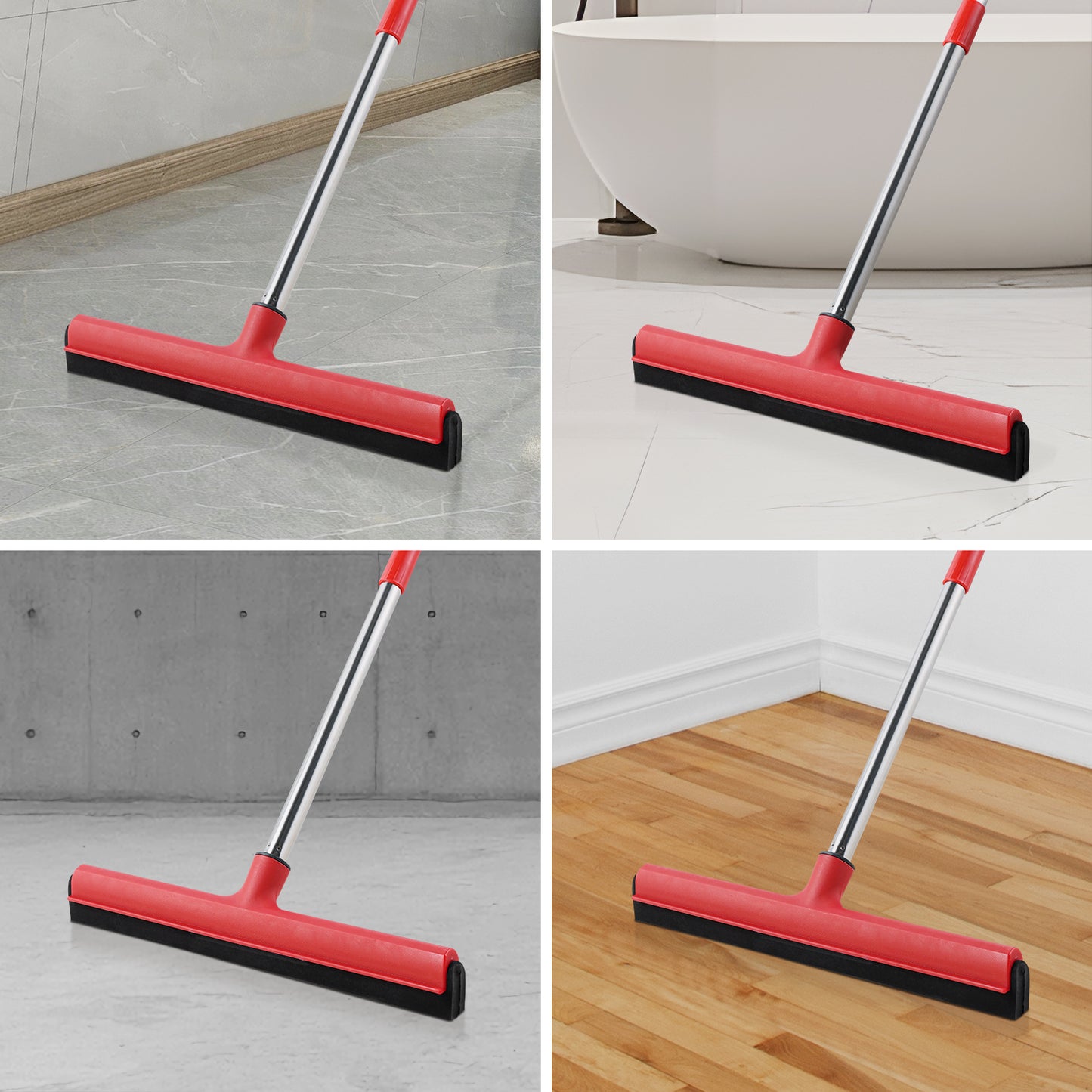 Mitclear Floor Squeegee Mop Heavy Duty with Telescopic Handle(57IN)