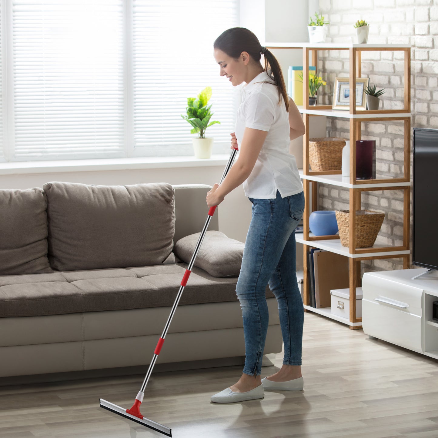 Mitclear 17In Floor Squeegee Mop with Extension Poles(58IN)