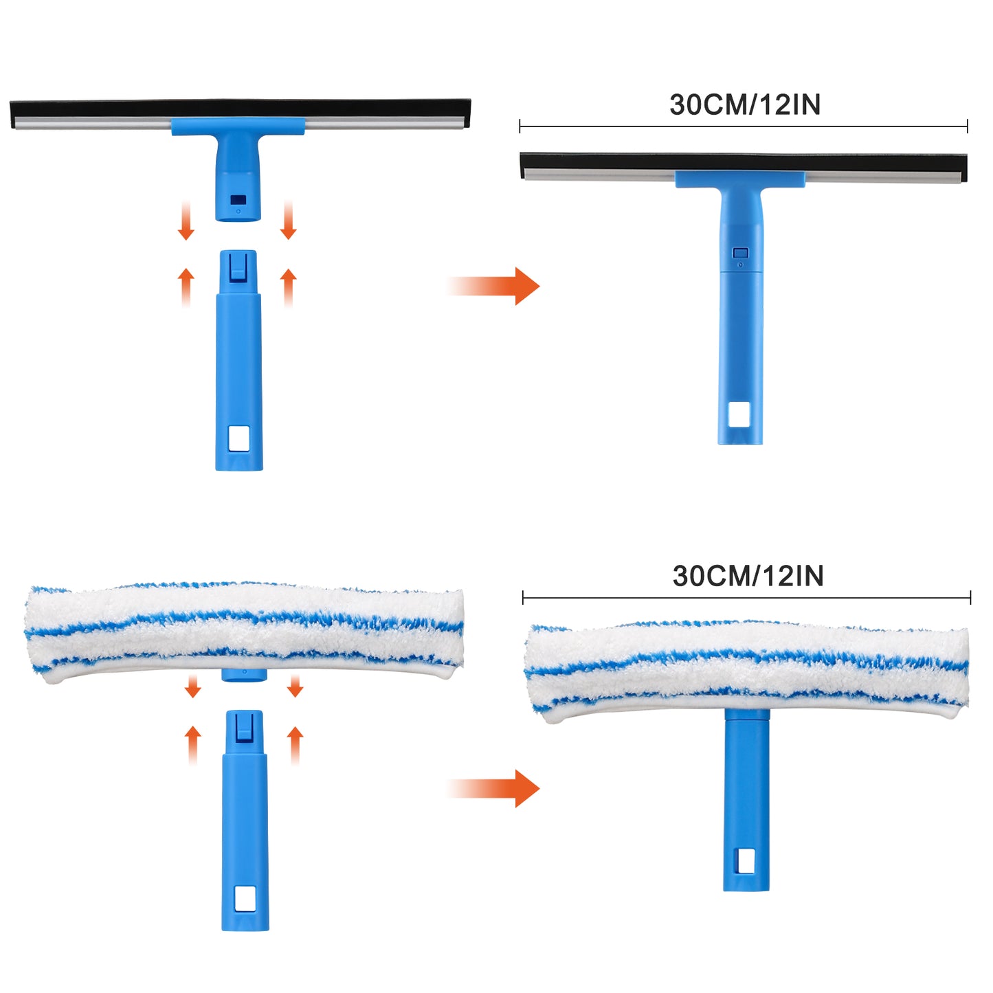 Mitclear Window Cleaning Combo(12IN), Silicon Window Squeegee + Microfiber Glass Wiper