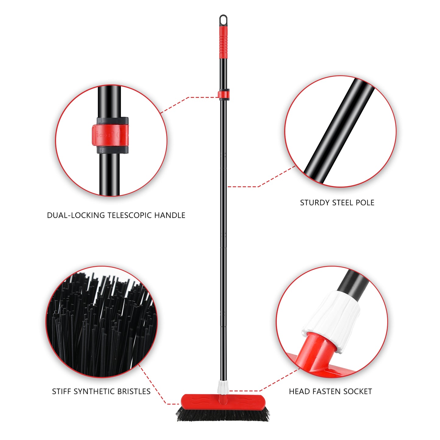 Mitclear Yard Broom Heavy Duty with Long Handle(57IN), Garden Brush with Stiff Bristles