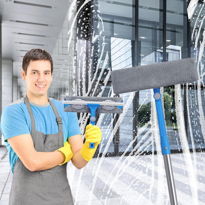 Mitclear Window Squeegee, Window Cleaner Tool with 15.5Ft Extension Pole, 2-in-1 Squeegee for Window Cleaning