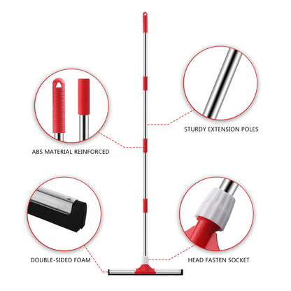 Mitclear 17In Floor Squeegee Mop with Extension Poles(58IN)