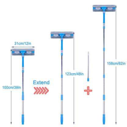 Mitclear 3 in 1 Telescopic Window Squeegee Glass Cleaning Tool(12")