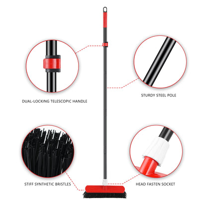 Mitclear Yard Broom Heavy Duty with Long Handle(57IN), Garden Brush with Stiff Bristles
